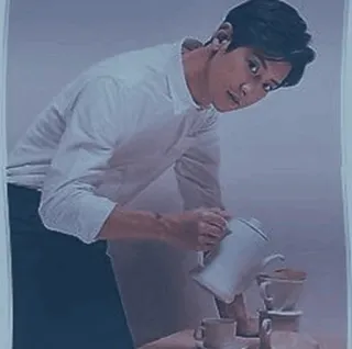 🌀 d5426bd4 uomo, caffè, versare, camicia bianca, uomo, cameriere, caffè, servizio telegram sticker