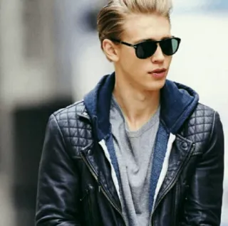 🌛 78524549 мужчина, солнцезащитные очки, кожаная куртка, толстовка, кэжуал, стиль, мода whatsapp sticker