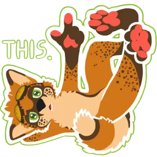 👆 24ff5837 THIS. vos, dier, harig, poot, cartoon, tekst whatsapp sticker