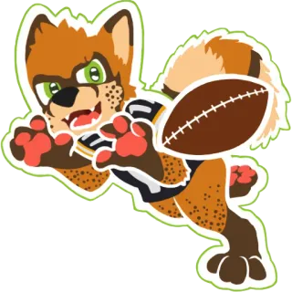 🏈 5eb3c8f1 vos, voetbal, sport, mascotte, schattig, dier whatsapp sticker