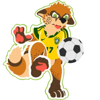 ⚽️ aae13eee 17 Furry, Antropomorf, Voetbal, Voetbal, Hond, Brazilië, Dier, Cartoon whatsapp sticker