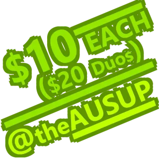 💲 b8486dbf $10 EACH ($20 Duos) @theAUSUP prijs, aanbieding, deal, korting, merchandise, AUSUP whatsapp sticker