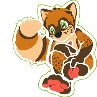 😞 e2056008 Cartoon, Dier, Tanuki, Wasbeerhond, Furry, Schattig, Kawaii, Sticker whatsapp sticker