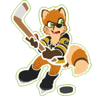 🏒 e85a5a14 Hockey, Vos, Dier, Sport, Furry, Karakter, Cartoon, Atleet whatsapp sticker