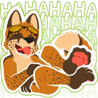 🤣 f8c67e16 HAHAHA lachen, vos, dier, zonnebril, cartoon, grappig, meme whatsapp sticker