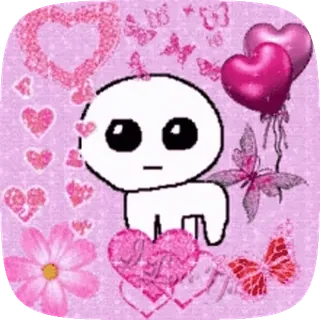 🥳 45e514f9 coeurs, papillons, rose, mignon, paillettes, kawaii telegram sticker