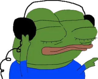 🕋 91575ac8 Pepe the Frog 佩佩, 青蛙, 听, 音乐, 耳机 telegram sticker