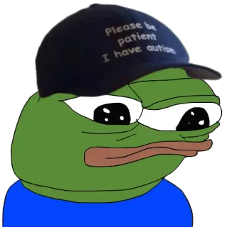 ☹ 49da3318 Pepe the Frog Please be patient
I have autism pepe, pepe la rana, autismo, paciente, discapacidad, meme telegram sticker
