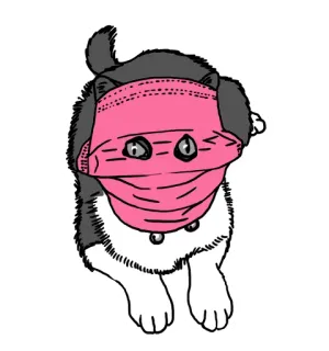 😷 23f75546 cane, maschera, rosa, animale, carino whatsapp sticker