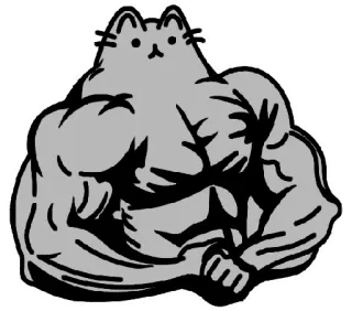 💪 33fd631c gatto, muscoloso, pompato, cartone animato, animale, divertente, meme, forte whatsapp sticker
