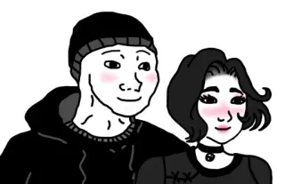 ❤️ 6047c64c Wojak, Coppia, Meme, Relazione, Bianco e nero, Cartone animato whatsapp sticker