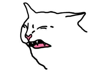 😝 947ae765 gatto, meme, disegno, arrabbiato, divertente, gatto bianco, line art whatsapp sticker