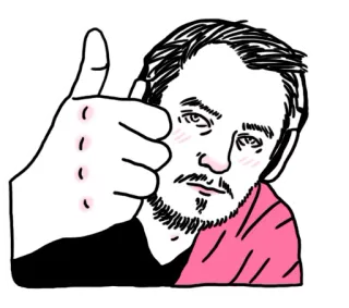 👍 b38b358f uomo, pollice in su, ritratto, cartone animato, positivo, gesto whatsapp sticker