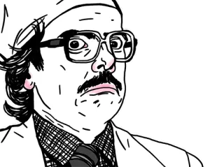 ☹️ ce11e7eb uomo, ritratto, occhiali, baffi, persona, disegno whatsapp sticker