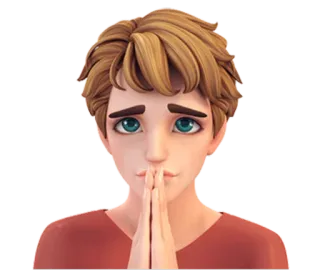 🙏 19d426f3 orang, memohon, 3D, kartun, minta maaf, pengampunan, doa whatsapp sticker