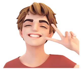 ✌ 4323bd7b karakter, 3D, orang, senyum, simbol perdamaian whatsapp sticker