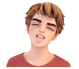 😛 6c0793e3 orang, lidah, ekspresi, 3D, stiker, pria, mata tertutup whatsapp sticker