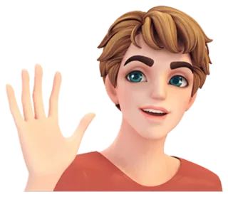 ✋ badfe033 karakter kartun, melambai, salam, gestur tangan, tersenyum, ramah whatsapp sticker