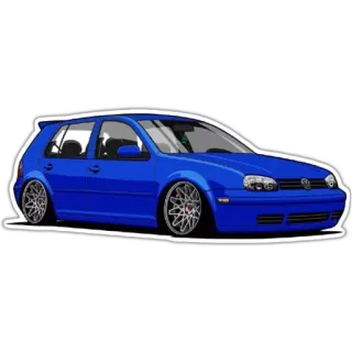 🚗 3e9e5b50 자동차, 폭스바겐, 골프, 파란색, 차량, 해치백 telegram sticker