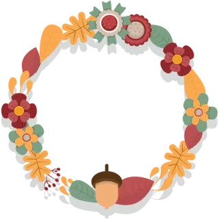 💐 96036014 otoño, flores, hojas, corona, decorativo telegram sticker