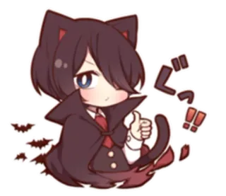 👍 fd8cbe5c ぐ cat, anime, cartoon, cute, thumbs up, vampire telegram sticker
