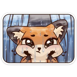 🌧 52dc5bb3 rubah, imut, sedih, hujan, hewan, stiker, kartun whatsapp sticker