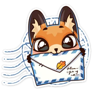 💌 9000d11f Always think of you rubah, binatang, amplop, surat, pesan, imut, surat whatsapp sticker