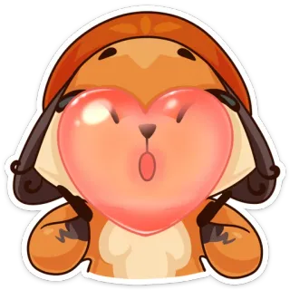 ❤️ dd2ade01 binatang, rubah, hati, lucu, kartun, kawaii whatsapp sticker