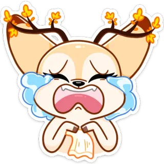 😭 707a81f9 płacz, smutny, jeleń, kreskówka, naklejka, emocjonalny telegram sticker
