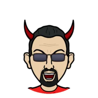 👩 861f5a38 Desenho animado, Diabo, Chifres, Avatar, Óculos de sol, Homem, Retrato telegram sticker