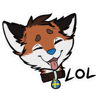 😝 04c07191 LOL fox, lol, animal, sticker, collar, swedish flag, cartoon telegram sticker