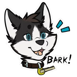 😌 37cbe3a9 BARK! dog, animal, cute, furry, bark, collar telegram sticker