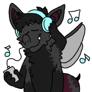 ☺️ 67734a80 furry, chauve-souris, écouteurs, musique, animal, mignon, dessin animé telegram sticker