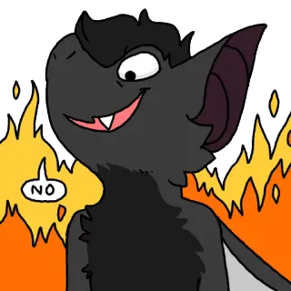 😉 6aa320bf NO chauve-souris, animal, dessin animé, feu, démon telegram sticker
