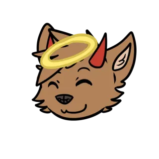 👼 6026a815 binatang, kartun, iblis, malaikat, halo, tanduk, imut, stiker telegram sticker