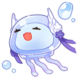 😆 f9830fdf Qualle, niedlich, Meerestier, Cartoon, Wasser, Tier, kawaii telegram sticker