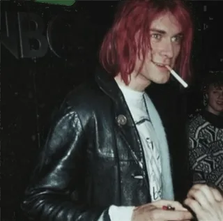 ⚡ d3e8cf10 Kurt Cobain Kurt Cobain, Musician, Singer, Cigarette, Smoking, Red Hair, Nirvana telegram sticker