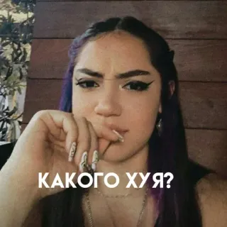 💄 6bef97ee КАКОГО ХУЯ? mujer, enojada, ofensivo, ruso, expresión whatsapp sticker