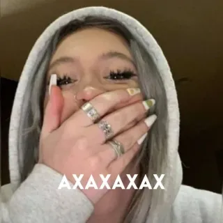 🤭 906e5317 AXAXAXAX mujer, sudadera con capucha, moda, chica, interior, mano, persona, dedos whatsapp sticker