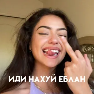 😊 de415402 ИДИ НАХУЙ ЕБЛАН dedo corazón, gesto ofensivo, grosería, insulto whatsapp sticker