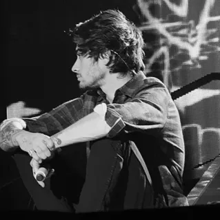 ▪️ 32e9b644 Zayn Malik cantante, hombre, celebridad, retrato, blanco y negro telegram sticker