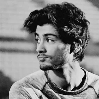 ▪️ 60bfc8d8 Zayn Malik retrato, blanco y negro, Zayn Malik, cantante, One Direction, celebridad telegram sticker
