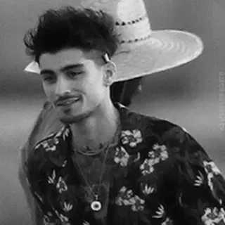 ▪️ 82d7a45c Zayn Malik Zayn Malik, One Direction, cantante, celebridad, camisa floral, sombrero telegram sticker