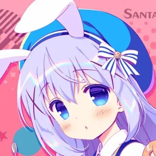 😲 1ae43a33 SANTA anime, cute, girl, santa, bunny, cartoon, kawaii telegram sticker
