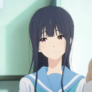 😺 cef5cbf5 anime girl, cartoon, school uniform, dark hair, anime, female character telegram sticker