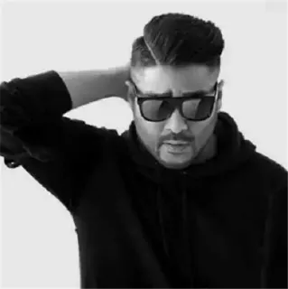 👤 d5b10e01 uomo, occhiali da sole, ritratto, bianco e nero, felpa con cappuccio, celebrità, persona telegram sticker