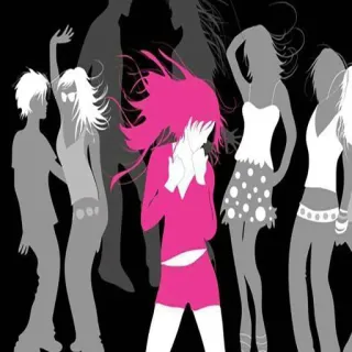 💃 b39dfd42 dança, festa, clube, silhueta, rosa, mulheres, pessoas telegram sticker