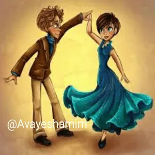 💃 c2559c3b @Avayeshamim dança, casal, desenho animado, animação, personagens, salão de baile telegram sticker