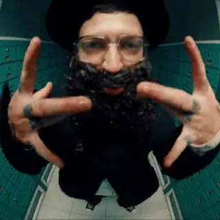 😶 e654ee42 男人, 胡子, 眼镜, 帽子, 手势, 手指 telegram sticker