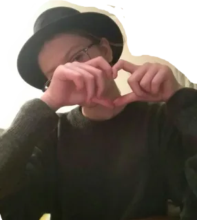 💜 5040875c chapéu, óculos, pessoa, retrato, coração, dedos telegram sticker